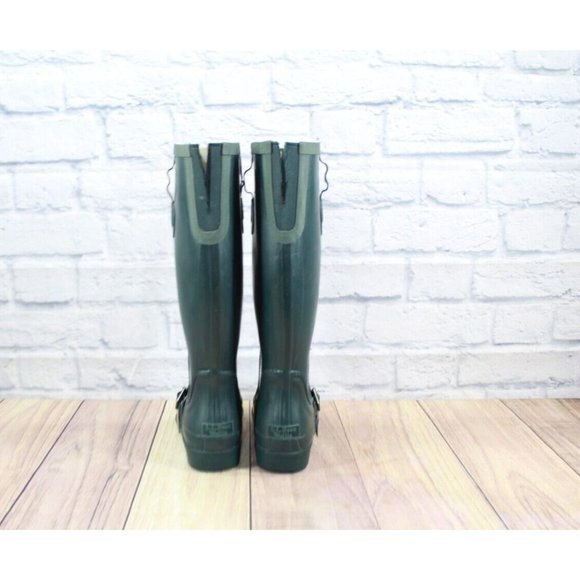 LL Bean Upland Wellies Dark Green Rubber Camo Tall Rain Boots Size 7 M - Picture 6 of 12